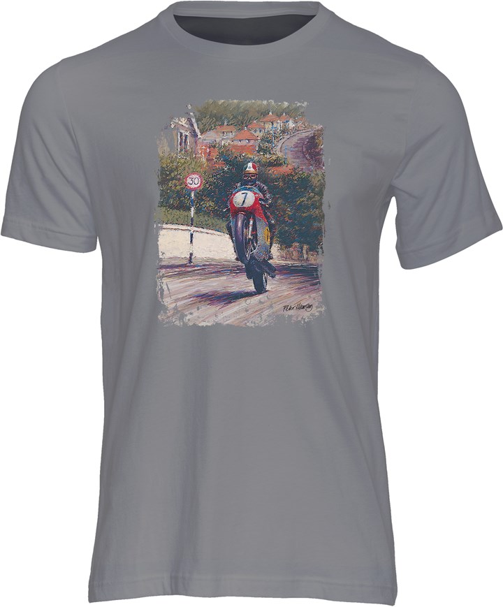 Giacomo Agostini Art Print T-shirt Charcoal - click to enlarge