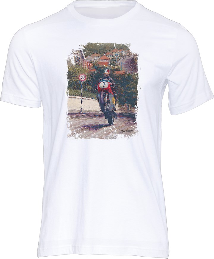 Giacomo Agostini Art Print T-shirt White - click to enlarge
