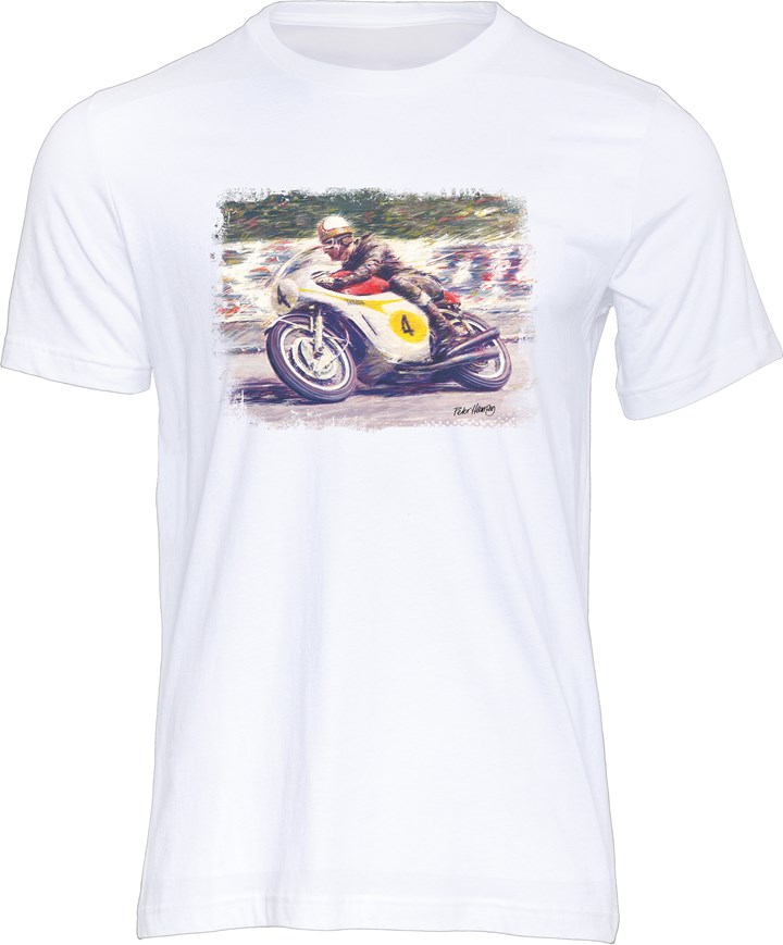 Mike Hailwood Art Print T-shirt White - click to enlarge