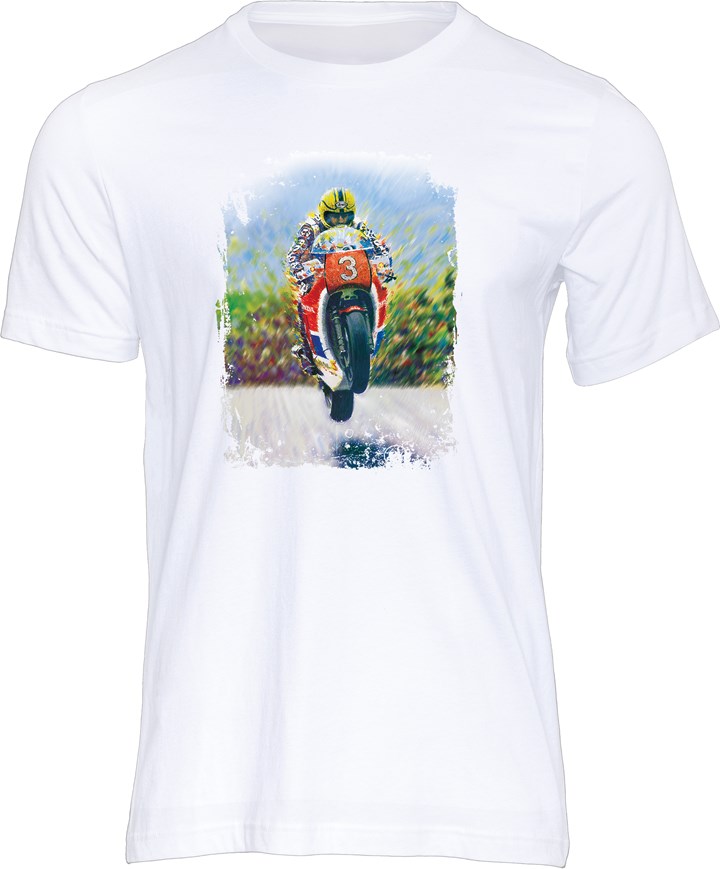 Joey Dunlop Art Print T-shirt White - click to enlarge