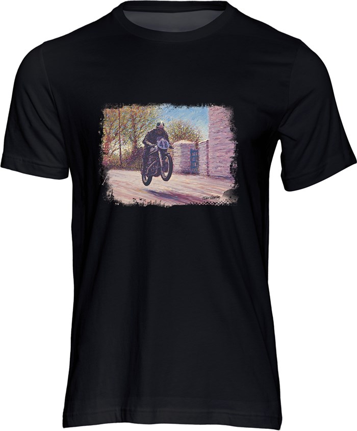 Geoff Duke Art Print T-shirt Black - click to enlarge