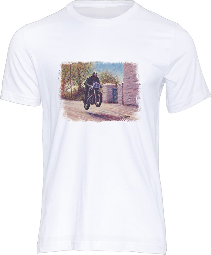 Geoff Duke Art Print T-shirt White - click to enlarge
