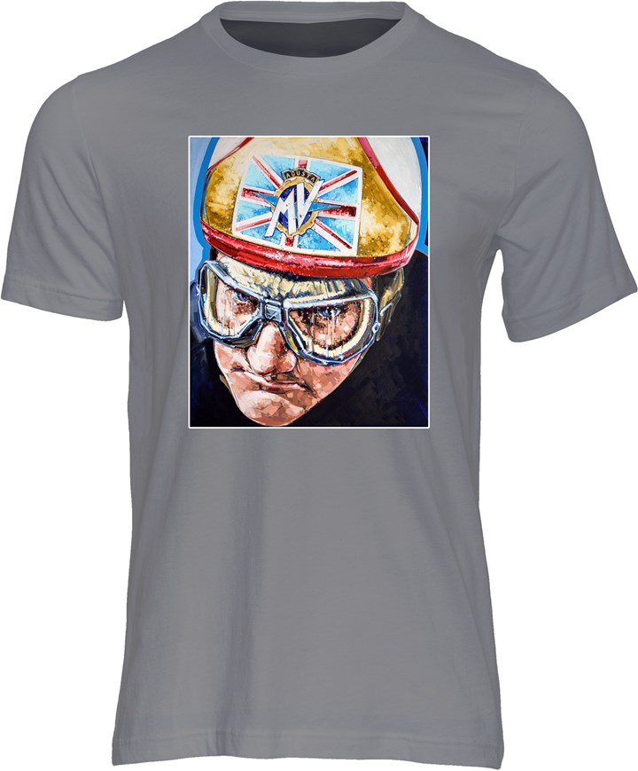 Mike Hailwood MV Agusta Art Print T-shirt Charcoal - click to enlarge